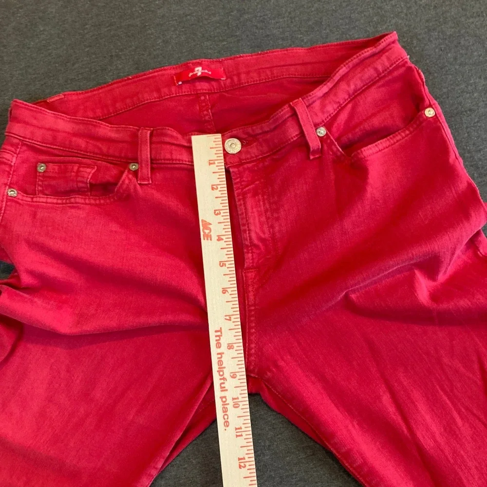 7 For All Mankind Jeans Women 14/27 Skinny Red‎ Stretch Flex Raw Hem AU8150367A